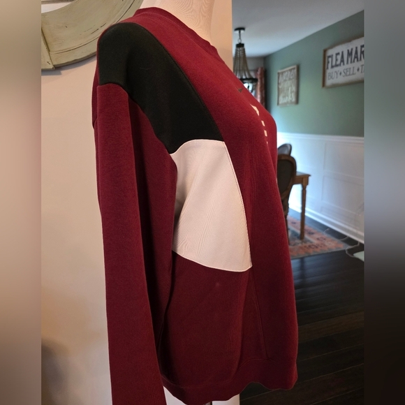 Nike Men's Size Small Hybrid Fleece Sweatshirt Burgundy White Black Swoosh - Picture 4 of 11